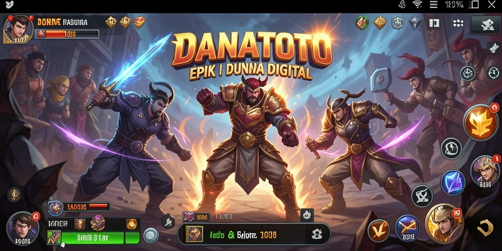 Tangkapan layar gameplay <strong>DANATOTO</strong> yang menunjukkan pertarungan intens dalam arena.