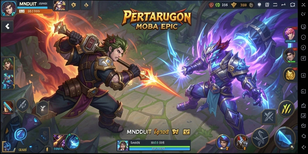Tampilan gameplay seru dari MNDUIT dalam pertempuran MOBA.