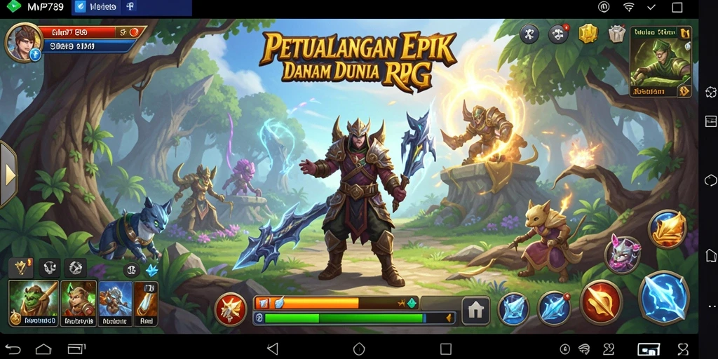 Screenshot gameplay MVP789 menampilkan pertarungan epik dan dunia yang luas.