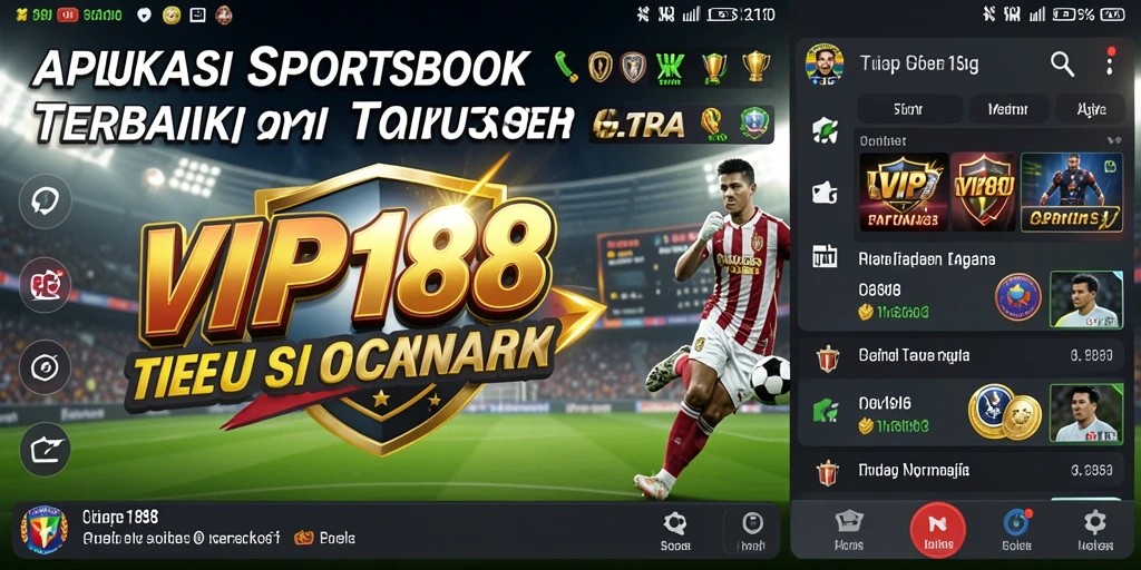 Screenshot VIP188 menunjukkan tampilan antarmuka aplikasi sportsbook yang menarik.